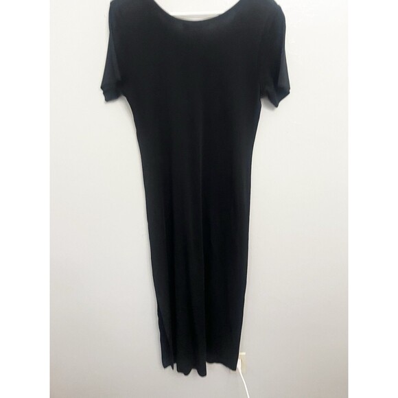 Exclusively MISOOK Dress Black Knit Maxi Short Sleeve Side Slit Size Medium $300 - Picture 3 of 8
